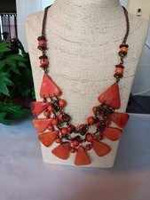 Tagua Nut Organic Necklace, Dusty Rose, 3 Strands, Handcrafted, Ecuador