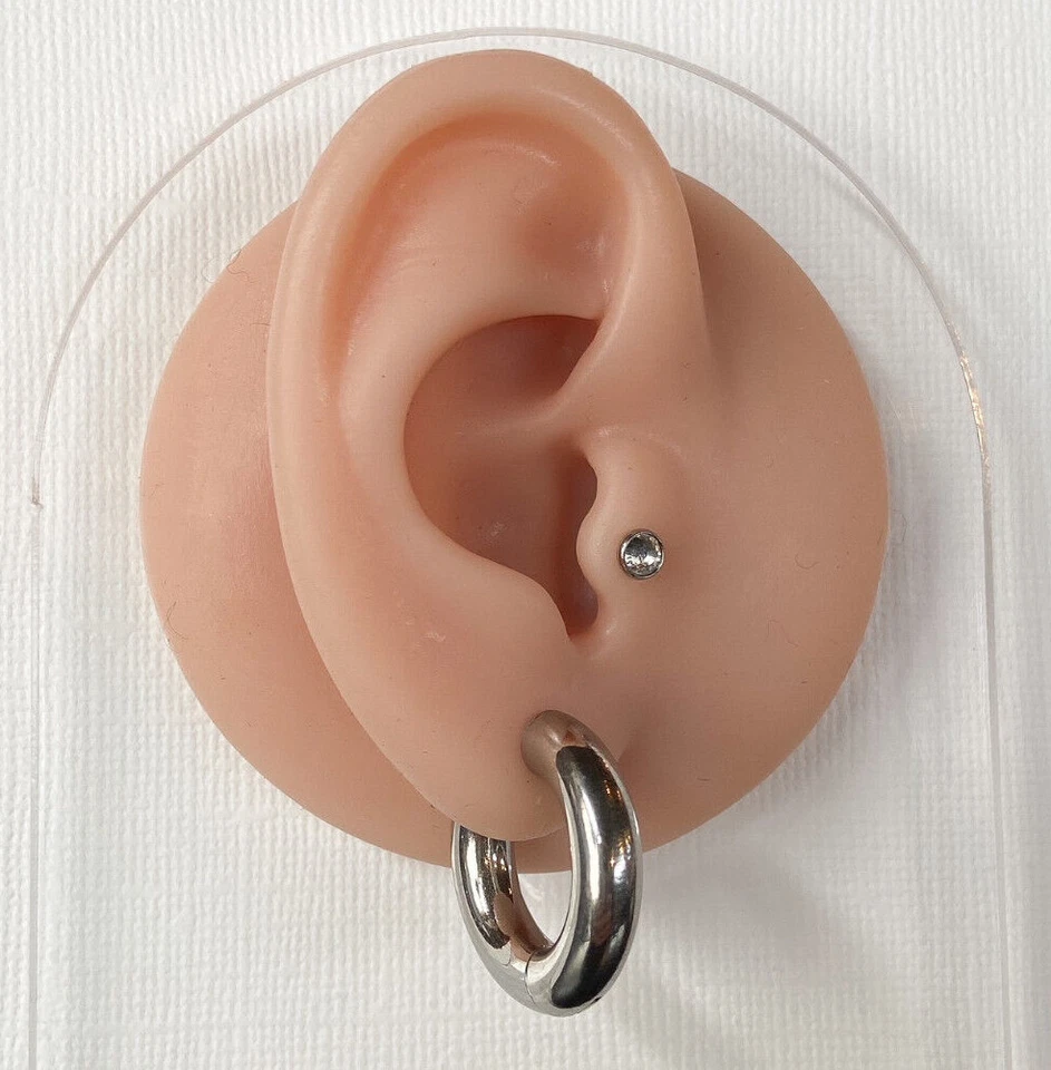 PAR de pendientes de aro gruesos de acero inoxidable con bisagras de 5 mm de ancho 20 g para hombre o mujer Foto 2 de 4