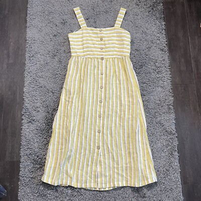 Rachel Zoe Dress Womens 2 Yellow Blue Linen Striped Button Down Sleeveless  | eBay