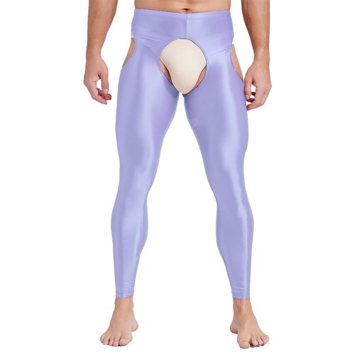 Men Glossy Cutout Compression Pants Solid Color Yoga Base Layer Tights AU - Picture 54 of 100