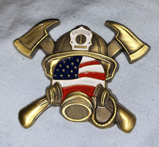 Fire Mans Prayer Coin Brigade 911 999 Sam Gas Mask Bronze Uniform Hat Recue US