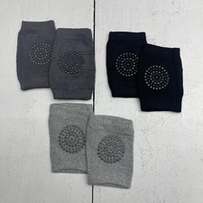 3 Pack Black  Gray Grippy Knee Pad Socks Infants