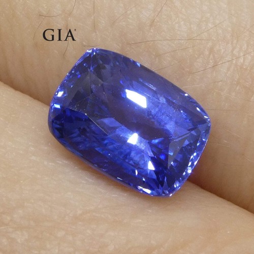 Cuscino 3,36 ct zaffiro blu certificato GIA Sri Lanka - Foto 4 di 24