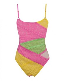 Agent Provocateur Marty Yellow Pink Green Bodysuit AP2 Small NWT