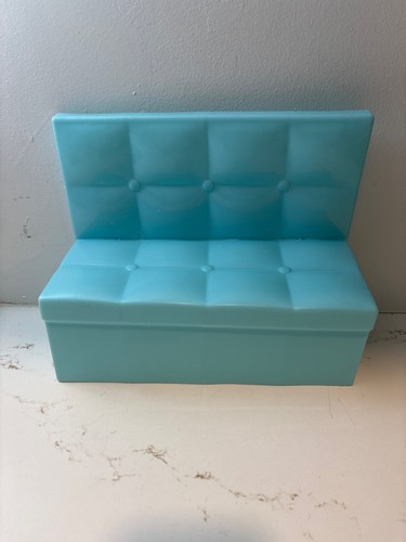 Blue plastic tufted Couch for 18" Doll