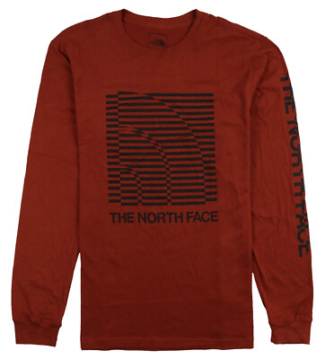 THE NORTH FACE Optical Logo Long Sleeve Shirt sz XL X-Large Brick House Red