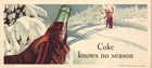 Vtg 1947 Coca Cola Coke Knows No Season Advertising Blotter Christmas Retro Gift