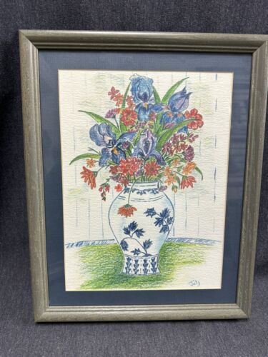 Rare Vintage 1987 Professionally Framed Artwork By Jofy - Jo Forth-Young?