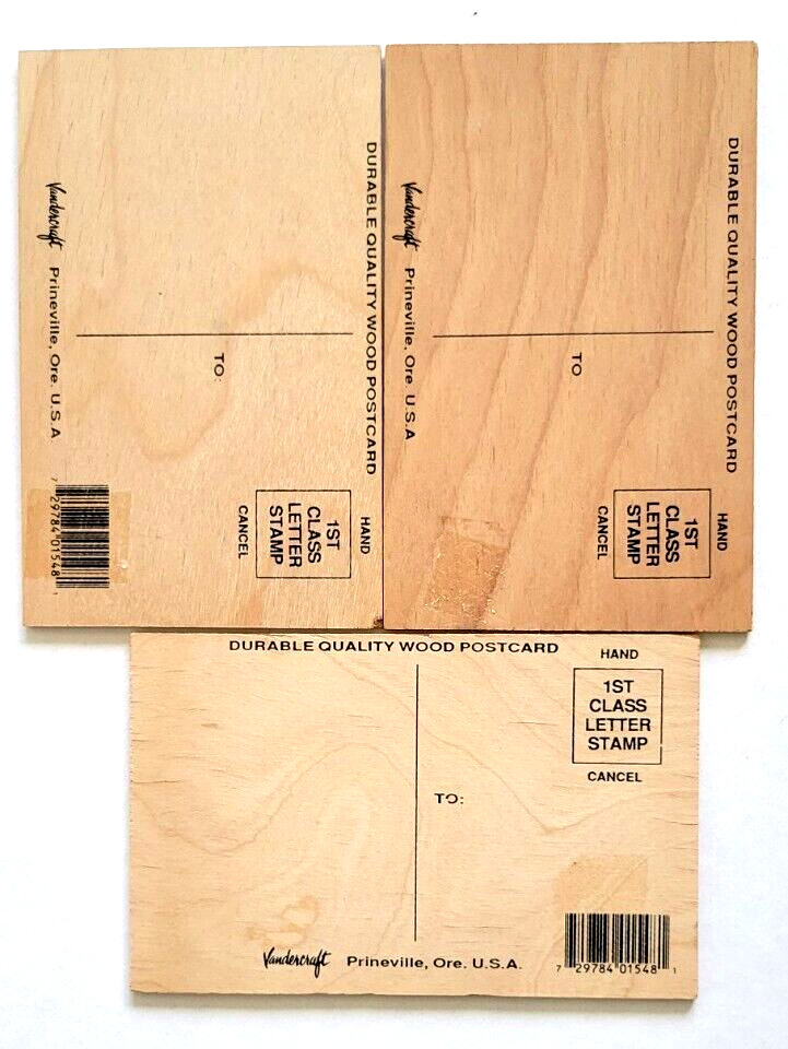 Universal Studios Hollywood Ca & Director's Club Wood Postcards Set of 3 Vintage