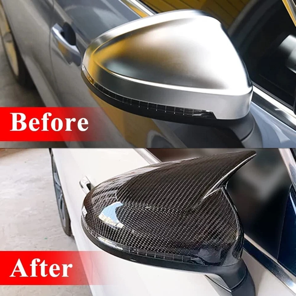 Carbon Fiber Car Side Mirror Covers for Audi A4 B9 S4 RS4 A5 S5 RS5 17-22 — 第 2/4 张图片