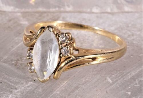 Aquamarine & Diamond Ring 14K Yellow Gold Size 6.75 - Picture 6 of 8