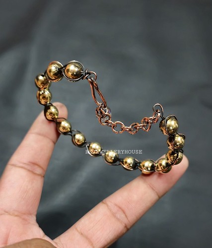 Copper Wire Jewelry Brass Bead Bracelet Handmade Cuff Birthday Gifts - Picture 7 of 7