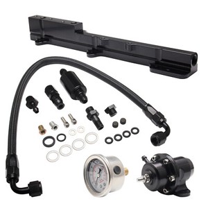 Fuel Rail with Pressure Regulator FPR Gauge Hose Line