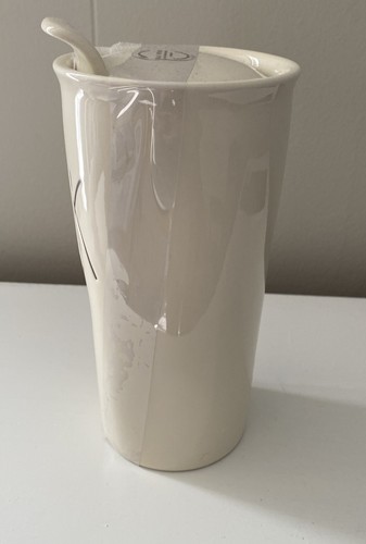 NEW Rae Dunn WORK Ceramic Travel Mug w/ Lid - 7in Tall Fall Coffee GREAT GIFT! - Picture 2 of 7