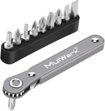 MulWark 11pc 1/4 Mini Ratchet Wrench Close Quarters Pocket Screwdriver Set with