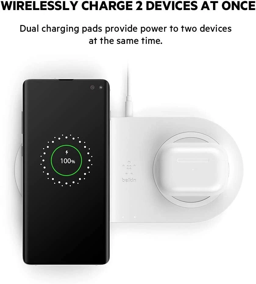 Станция быстрой зарядки Belkin Dual Wireless Charging Pad Boost двойная зарядка 10 Вт - Изображение 2 из 4