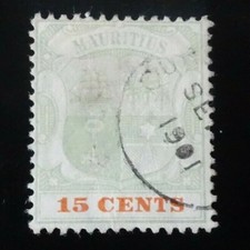 ILE MAURICE MAURITIUS N°104 ARMOIRIES BLASONS OBLITÉRÉ COTE 11€