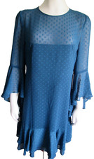 VINCE CAMUTO green polka dot tea dress size 6 butterfly sleeve tiered NWT