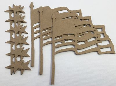{4} OLD GLORY American US Flag & Stars Chipboard Die Cuts - 4 3/8'' x 3 7/8''