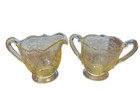 Antique Lancaster Glass Patrick Yellow Sugar Creamer Depression Glass Etched