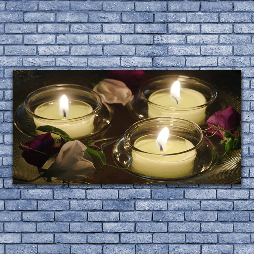 Photo sur toile 140x70 bougies pour rechauffer un mur blanc