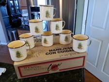 Lote De Colección De 8 Tazas Cinsa Esmaltadas Manejadas Fruta Piña México con Caja