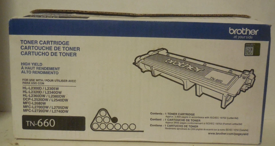 Cartuchos de tóner negros de alto rendimiento originales Brother TN-660 HL-L2300D caja abierta Foto 2 de 4
