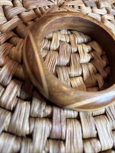 Bracelet Bangle Vintage Jewelry Wooden Pre-Owned Two Tone - Picture 9 of 11