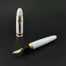 Promotion Jinhao 159 General White Fountain Pen Golden Clip 2 Nibs Medium Fine