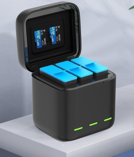 Scatola di ricarica per caricabatterie a 3 slot con display per GoPro Hero 9 10 - Foto 4 di 10