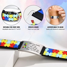 Personalized Autism ICE Info Silicone Bands Wristband for Baby Girls Boys