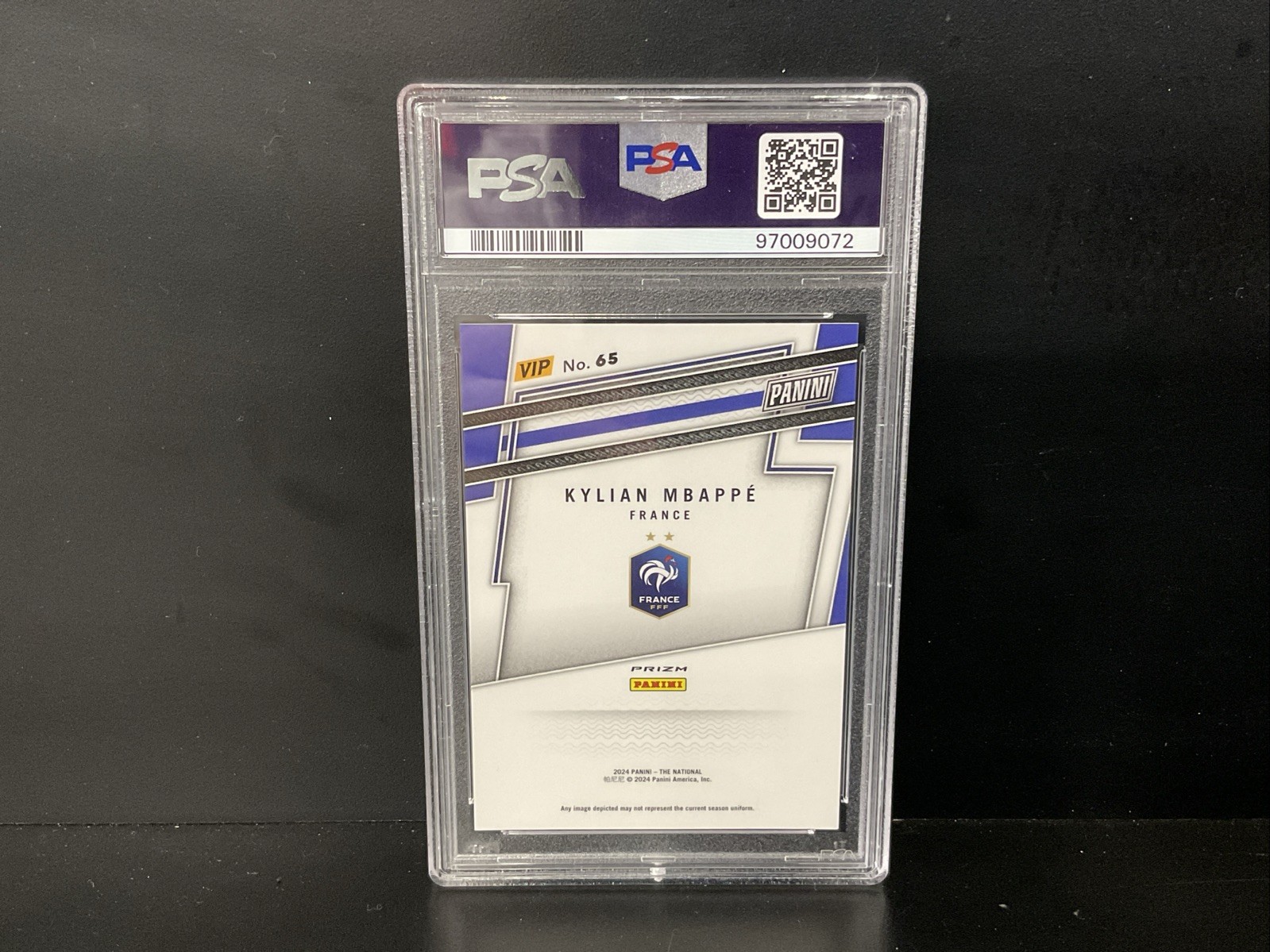 2024 Panini NSCC VIP Gold Kylian Mbappe Zebra PSA 10 Gem Mt POP 2 SP view 2