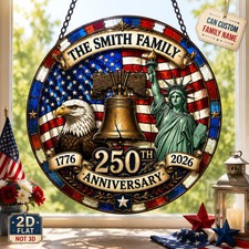 Personalized Family Name 250th Stained Glass Suncatcher