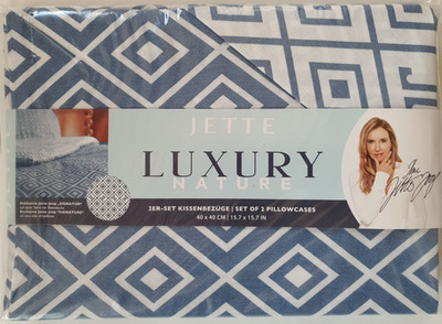 JETTE JOOP! LUXURY Kissenbezüge Bettwäsche 2-tlg. blau/weiß Baumwolle 40x40 NEU