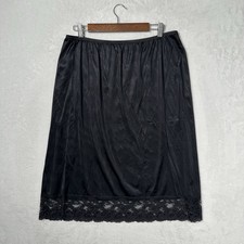 Vassarette Half Slip Black Nylon 28 Length Lace Trim Sz 2XL 11-805