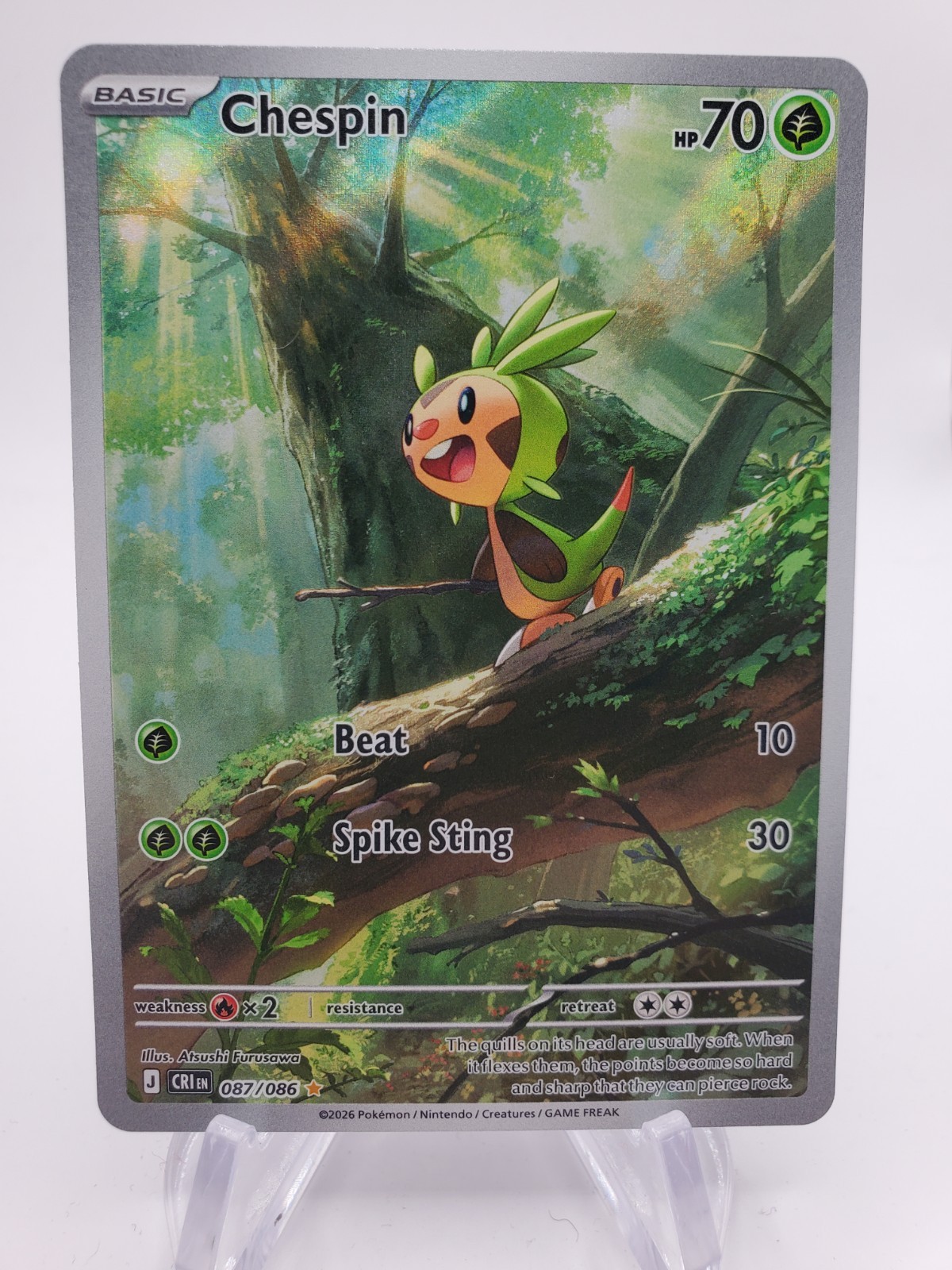 Chespin 87/86 Illustration Rare Pokemon Chaos Rising ME04 NM