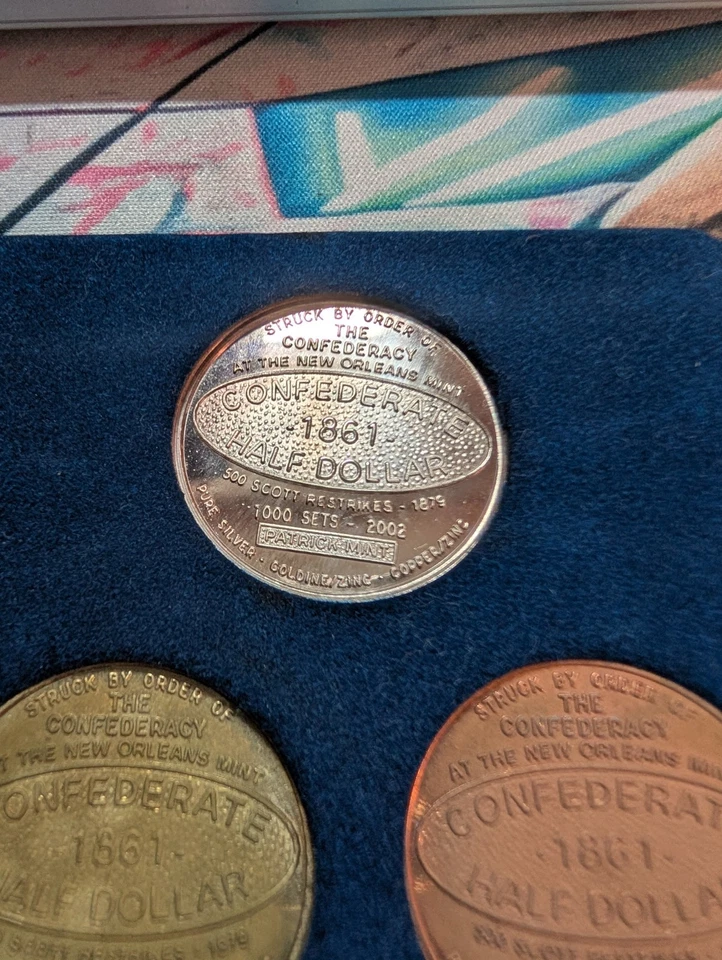 2002 Patrick Mint Confederate Half Dollar Restrike 3-Coin Set 999 Silver 1/1000 - Image 3 of 4