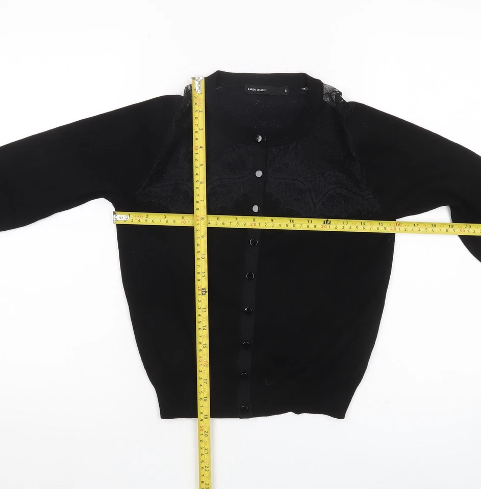 Cárdigan tejido de encaje negro Karen Millen para mujer talla S Foto 2 de 4