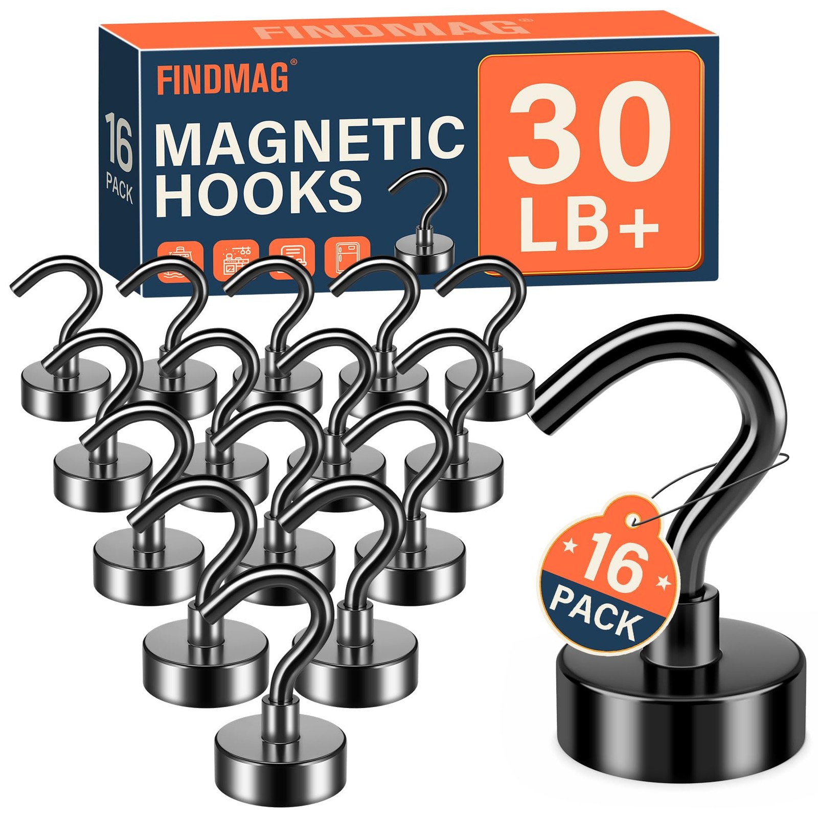 16pc Magnetic Magnet Hooks for Cruise Cabin Office Kitchen Refrigerator Garage