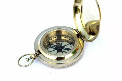 Nautical Brass 2" inches Push Button Vintage Directional Pocket Compass Gift - 第 4/5 張圖片