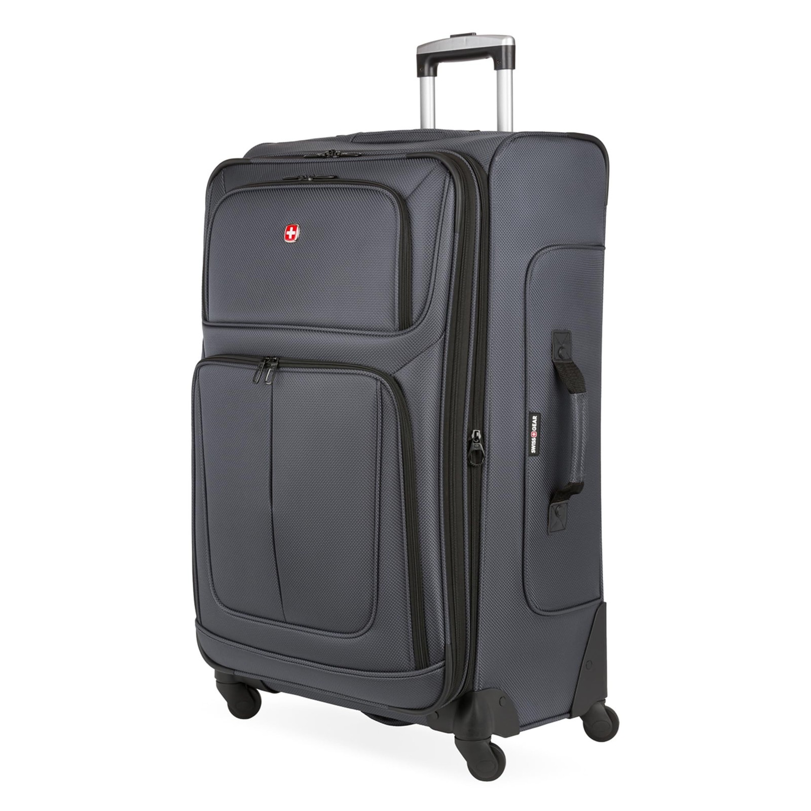 SwissGear Sion Softside Expandable Luggage, Dark Grey, Check