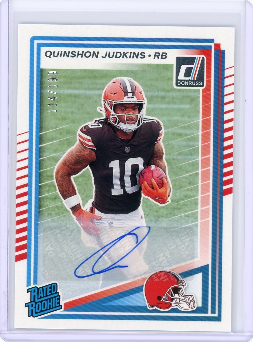 2025 Donruss #330 Quinshon Judkins Rated Rookie Autograph 114/199 - Browns