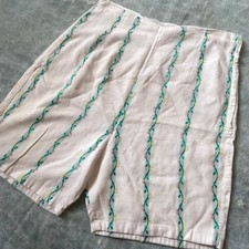 1960s striped white floral cotton side zip shorts