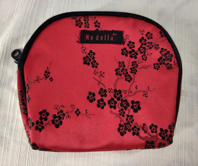 Modella Red Black Flower Asian Mandarin Pattern Small Make Up Bag