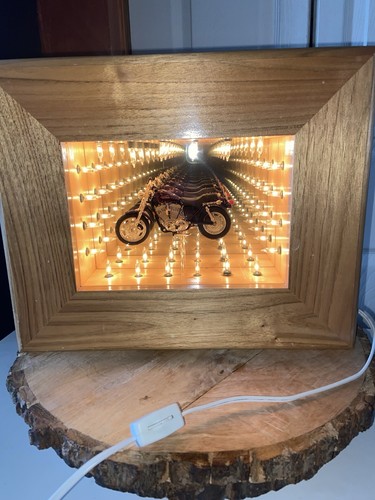 Hanging wooden 11x13 lighted Infiniti box W Harley-Davidson sportster motorcycle - Picture 2 of 22