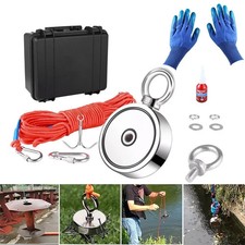 1200lbs Magnet Fishing Kit Double Sided Good Pulling Fishing Magnet 2.95" Dia UK