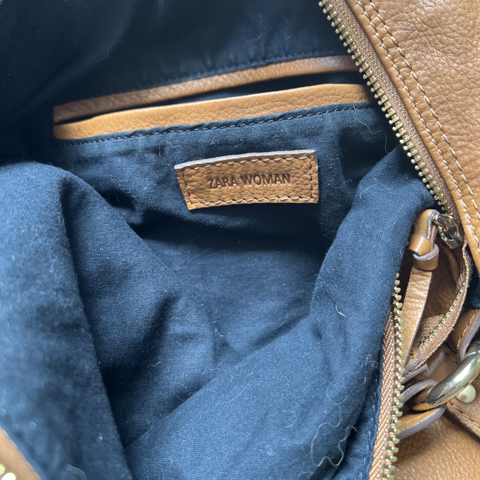 Zara Man/Women Brown Large Cow Leather Bag Backpack Convertible💖EXCELLENT💖 thumbnail 7