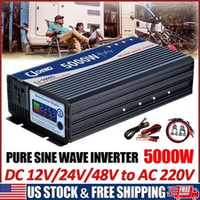 5000W Pure Sine Wave Power Inverter DC 12V/24V/48V to AC 220V for RV/Truck/Car