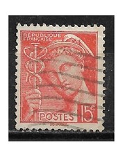 Timbre YT 409 MI 379 Mercure 15c Orange République Française 1938 1941