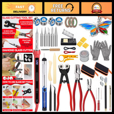 36-Piece Stained Glass Starter Kit with Glass Cutting Tools  100W Soldering Iro